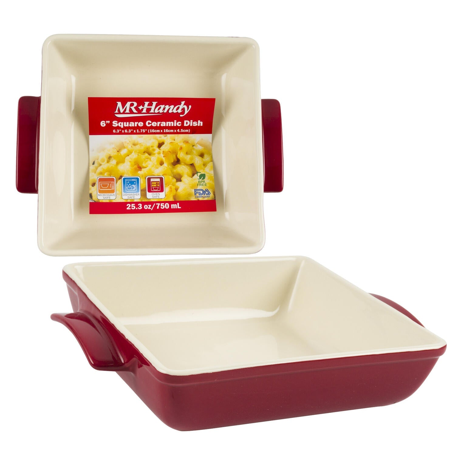 Mr. Handy Square Stoneware Bakeware - 7.8" - Red (Pieces=6)