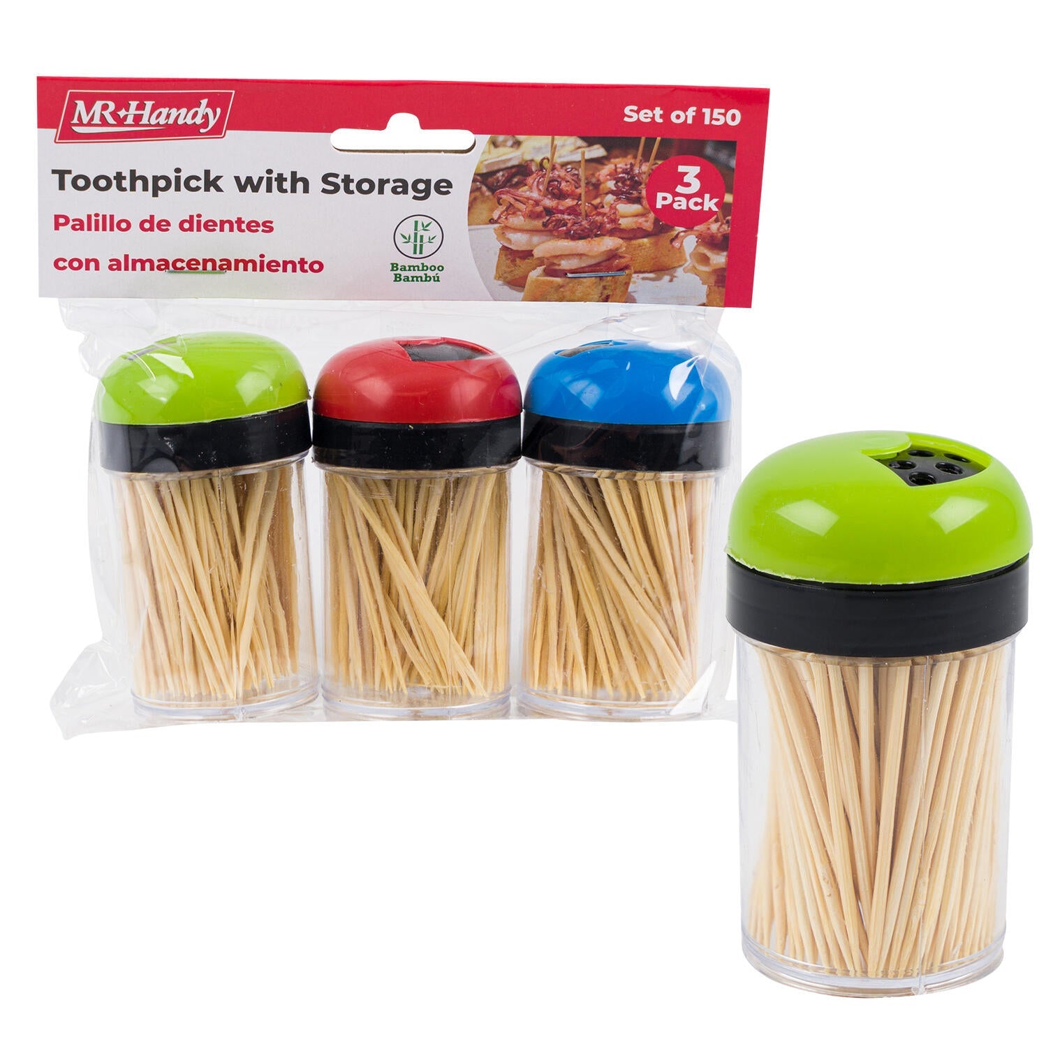 Mr. Handy 3pk Toothpick and Holder Set (Pieces=48)