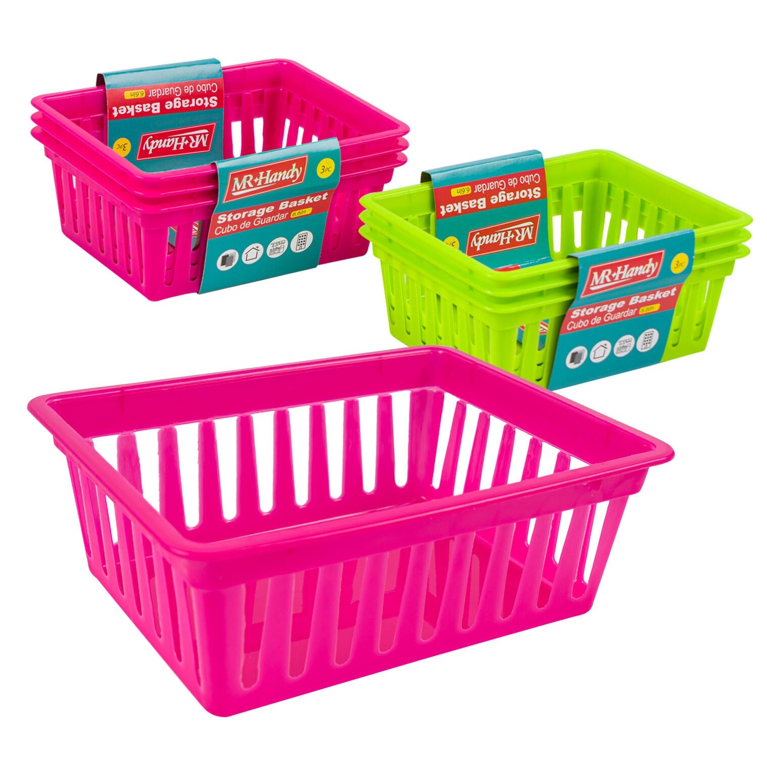 Mr. Handy 3pc Plastic Storage Basket - 6.6" (Pieces=48)
