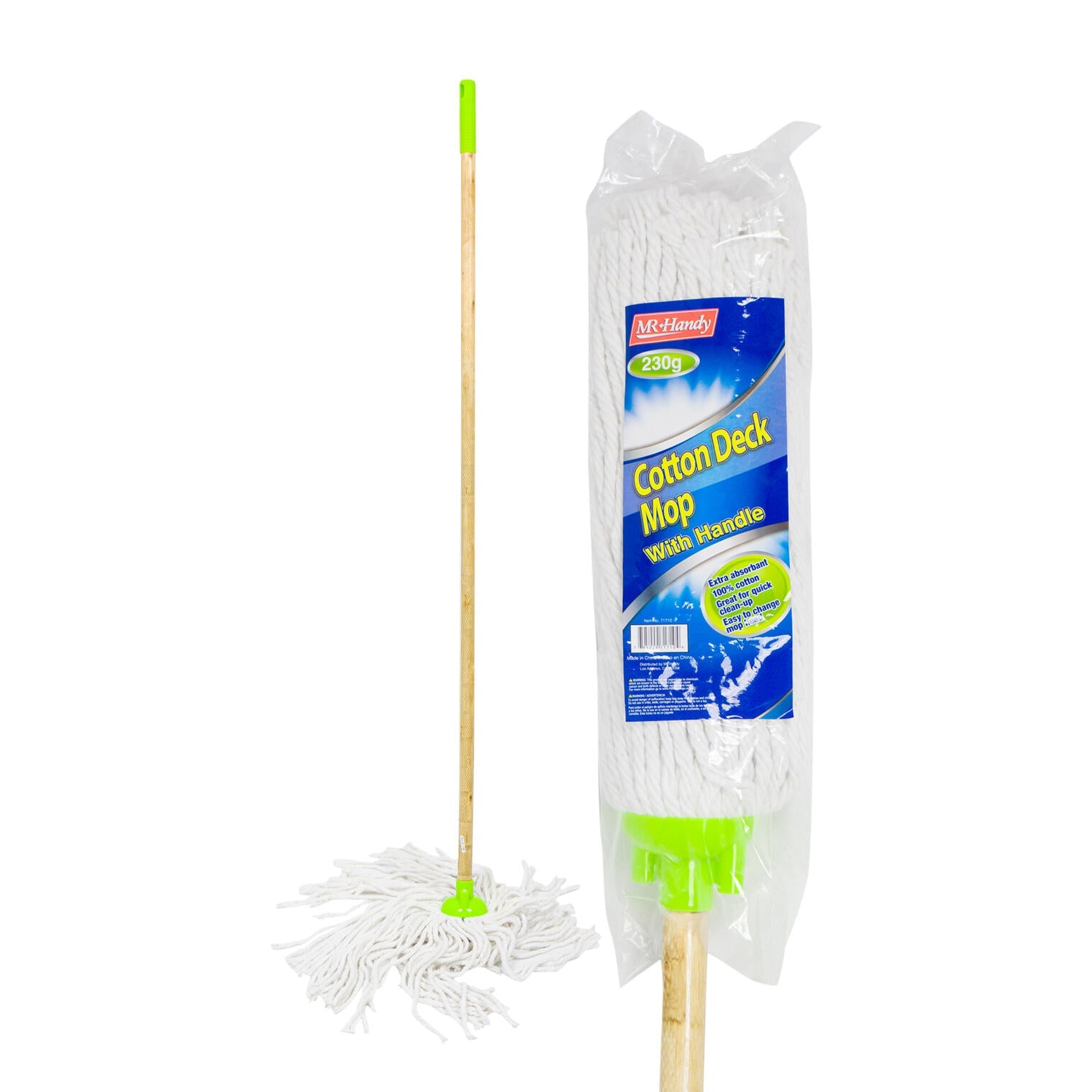 Mr. Handy Cotton Deck Mop w/ Wooden Handle - 230g (Pieces=12)