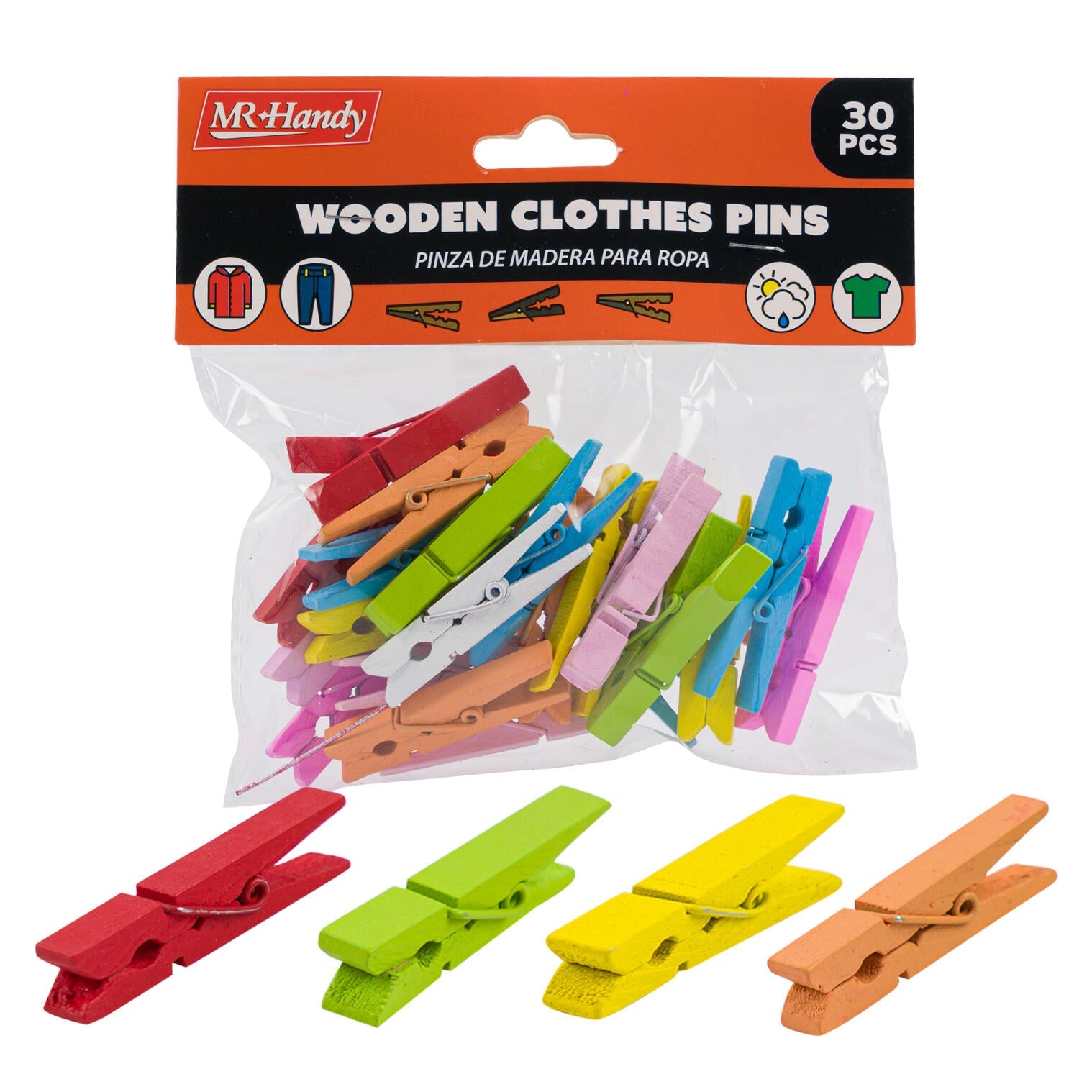 Mr. Handy Clothes Pins 30pc - 1.77" (Pieces=48)