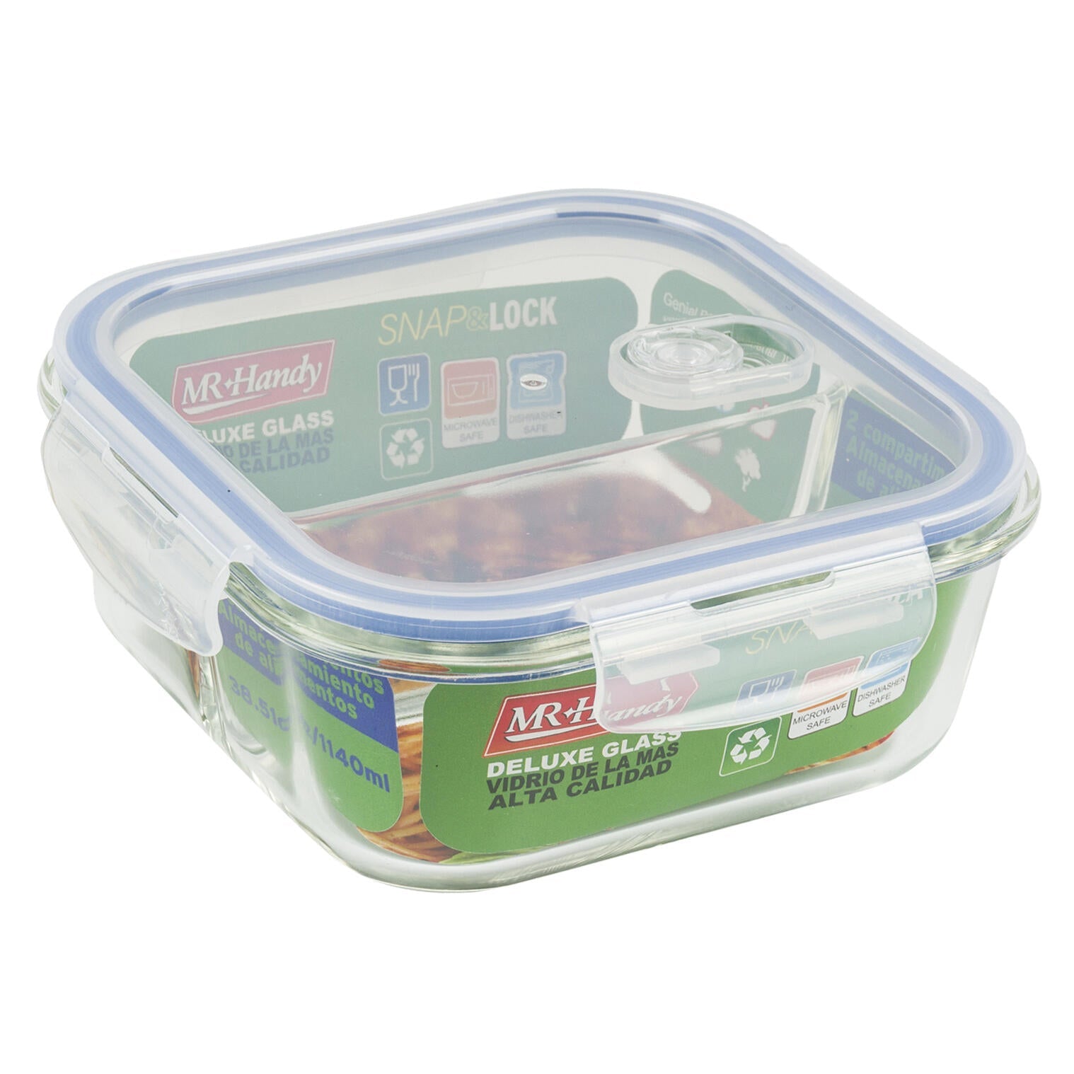 Mr. Handy 2 Section Food Container - 38oz (Pieces=12)