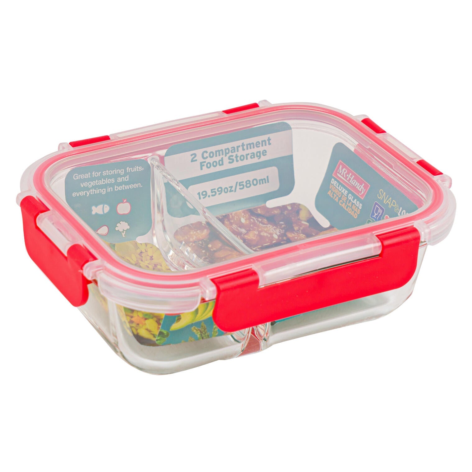 Mr. Handy 2-Section Rectangular Food Container (Pieces=24)