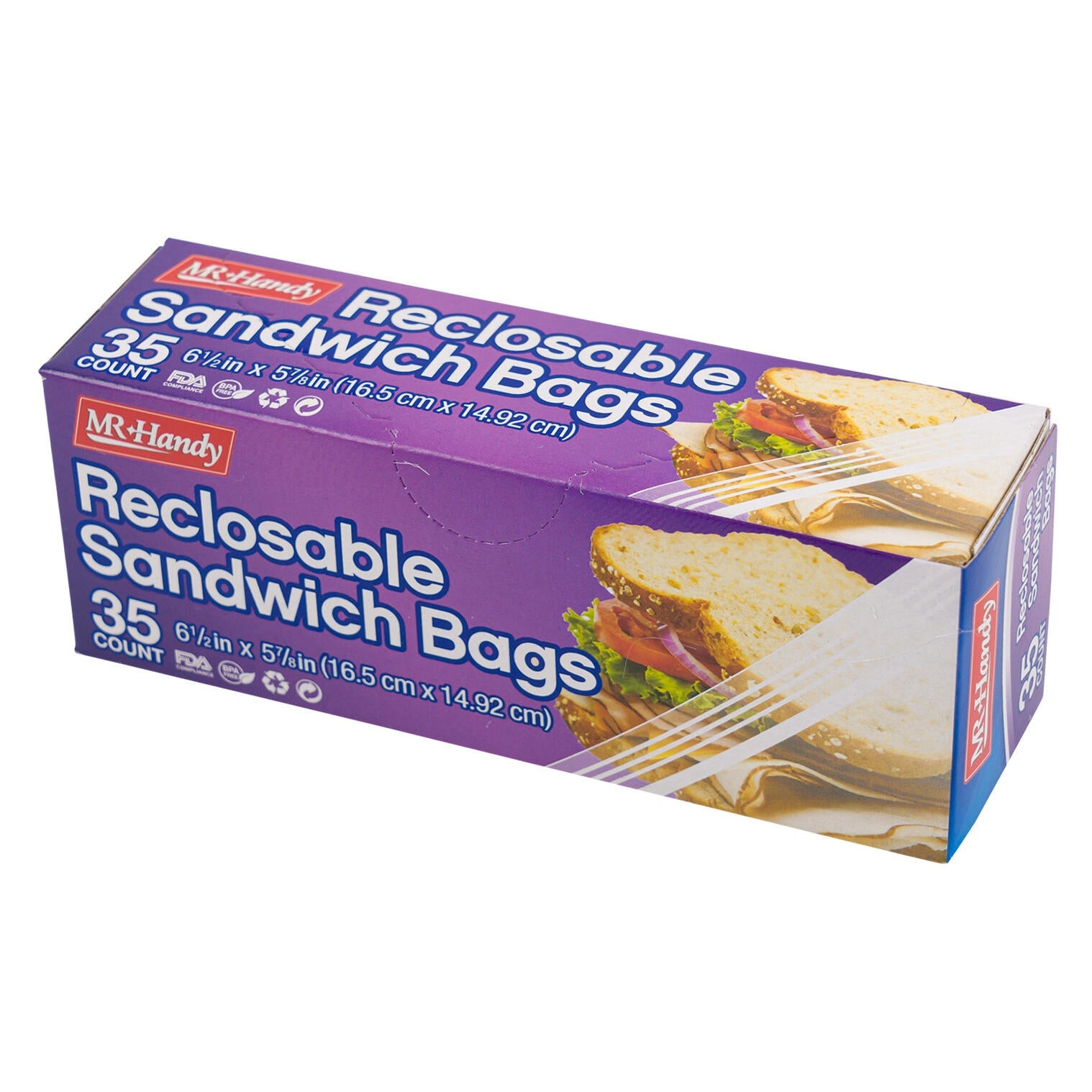 Mr. Handy 35pc Zipper Seal Sandwich Bag (Pieces=24)